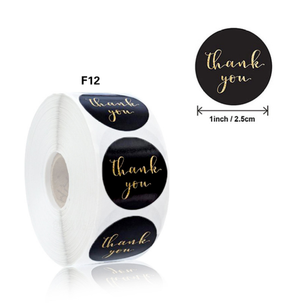 Thank You Small Stickers | Black Gift Stickers